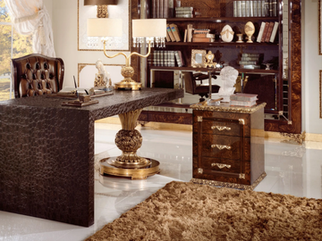 GRAND ROYAL - Rectangular Imitation leather writing desk with drawers by A.R. Arredamenti - view 3